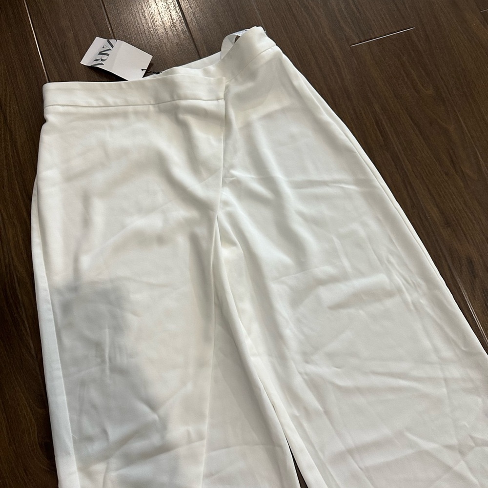 Zara White Wide-Leg Pants - Picture 4 of 5